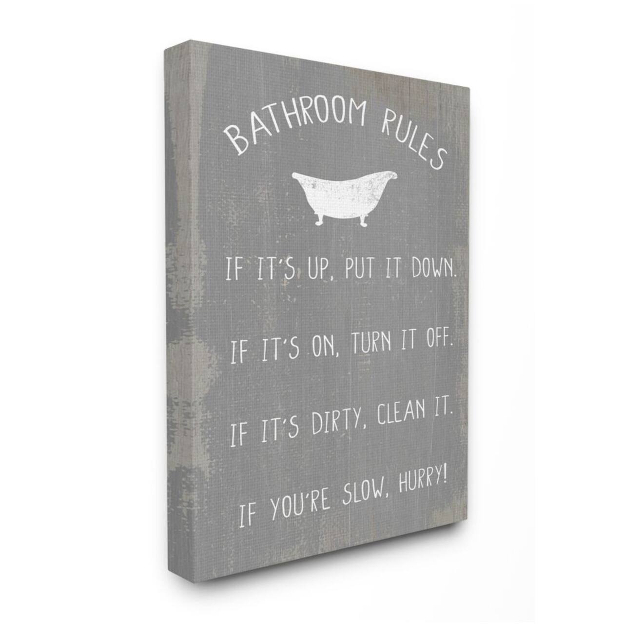 Stupell Industries Countryside Bathroom Rules Sign with Claw Bath Canvas Wall Art